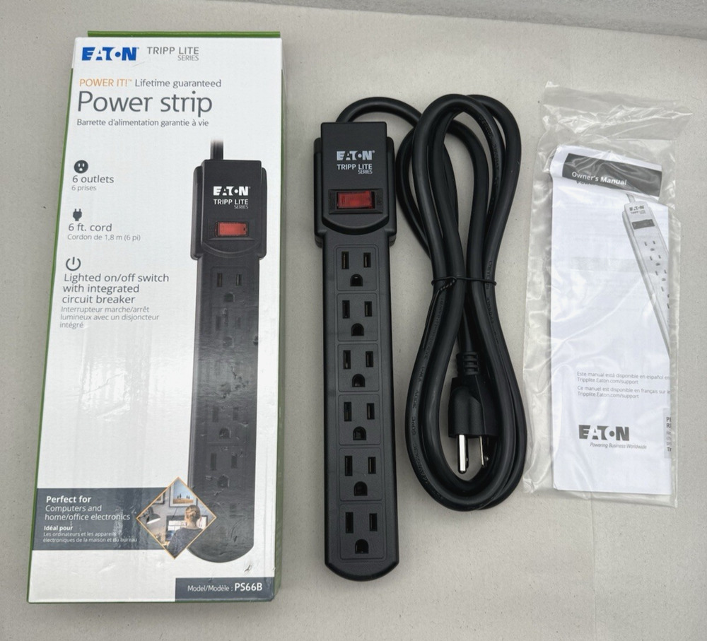 EATON Tripp Lite Series, Power It! 6-Outlet Power Strip with 6ft Cord, Black 1pc